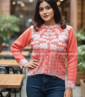 Floral & Geometric Knit Cardigan